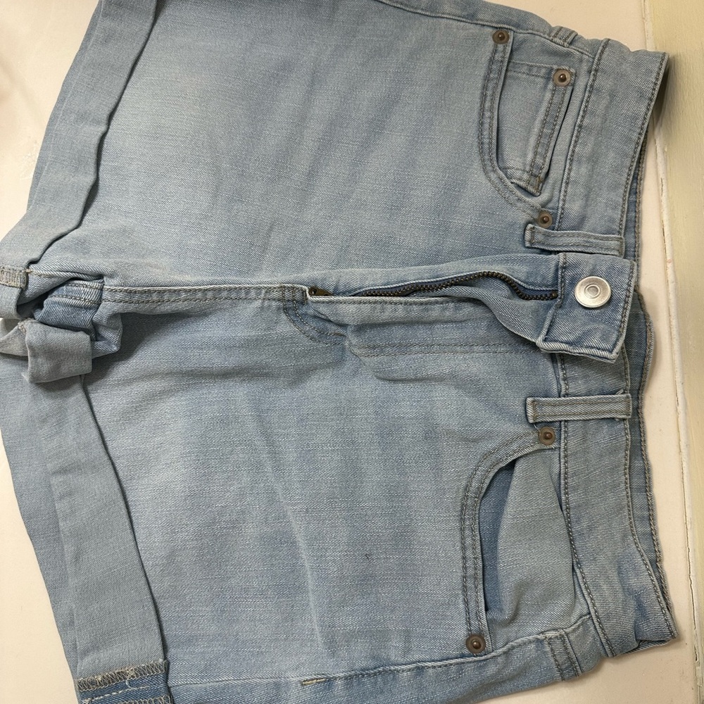 Light wash jean shorts